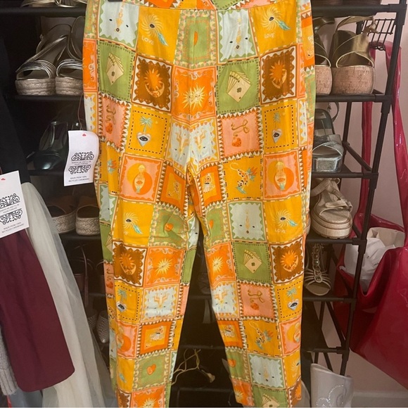 Never Fully Dressed Orange Multi Patchwork Wide-Leg Pants - Picture 7 of 7